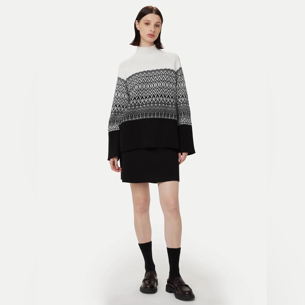 Frank and Oak Merino Wool & Cotton Fair Isle Mock Neck Sweater